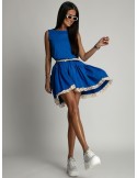 Dress with ruffles and guipure cornflower blue 2571 - Online store - Boutique